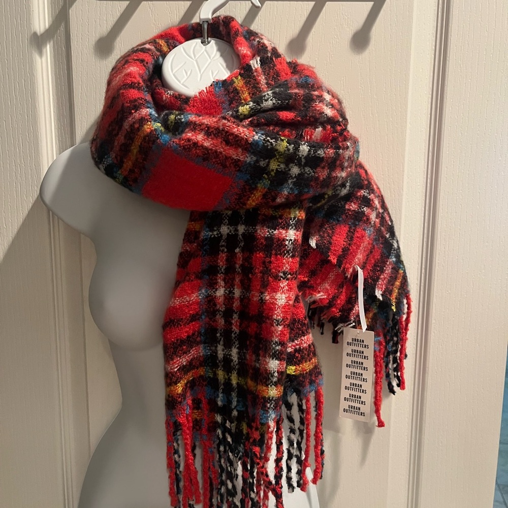 Plaid Red and Black Scarf